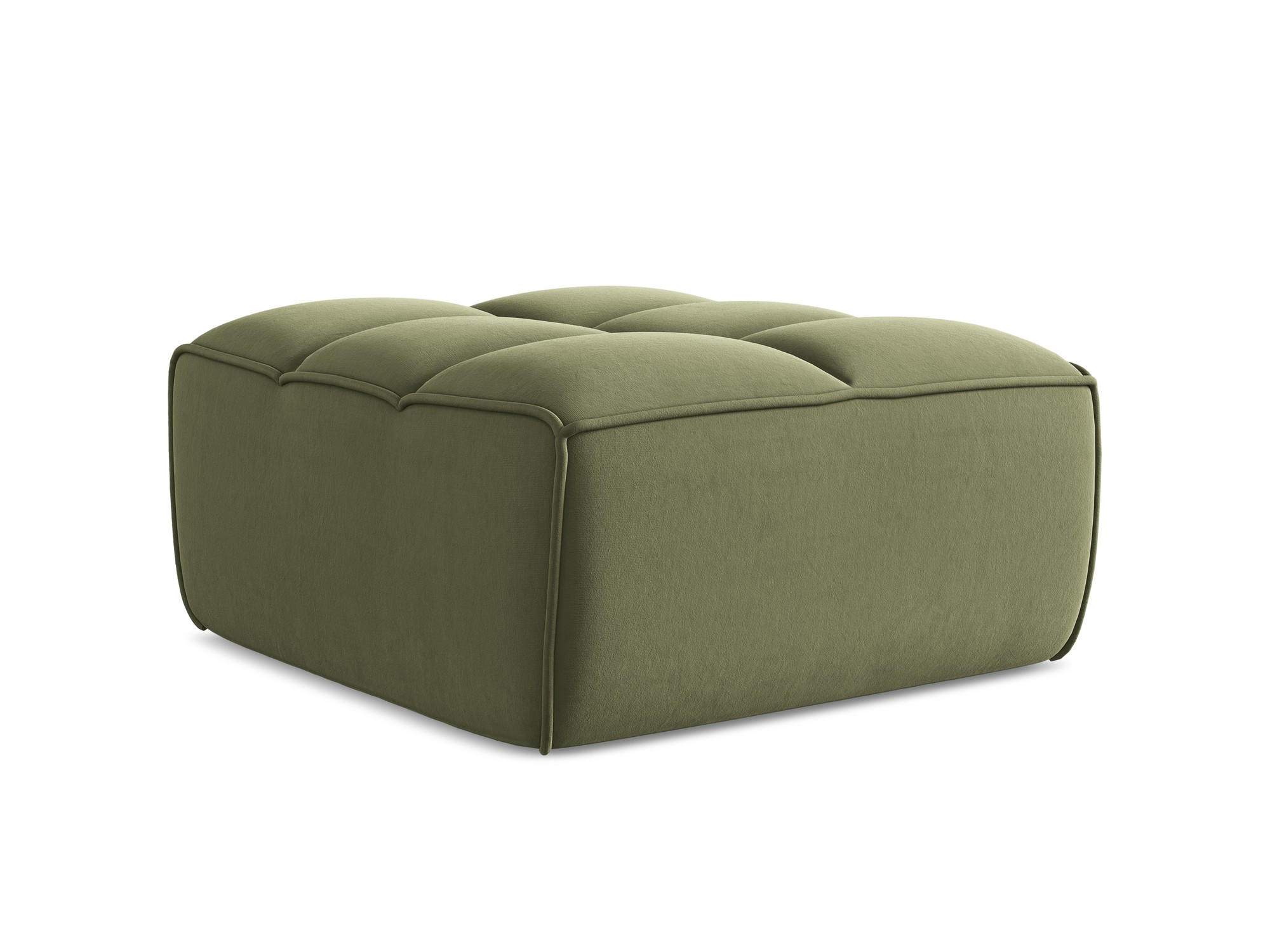 POUF Samt Stoff Grün - Schwarz/Olivgrün, Kunststoff/Textil (80/43/93cm) - Makamii