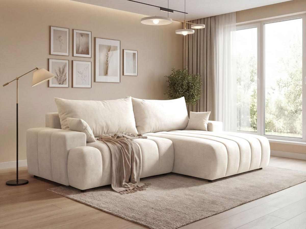 ECKSOFA Caleo Creme Rechts - Creme, Holz/Textil (270/170cm) - Graingold