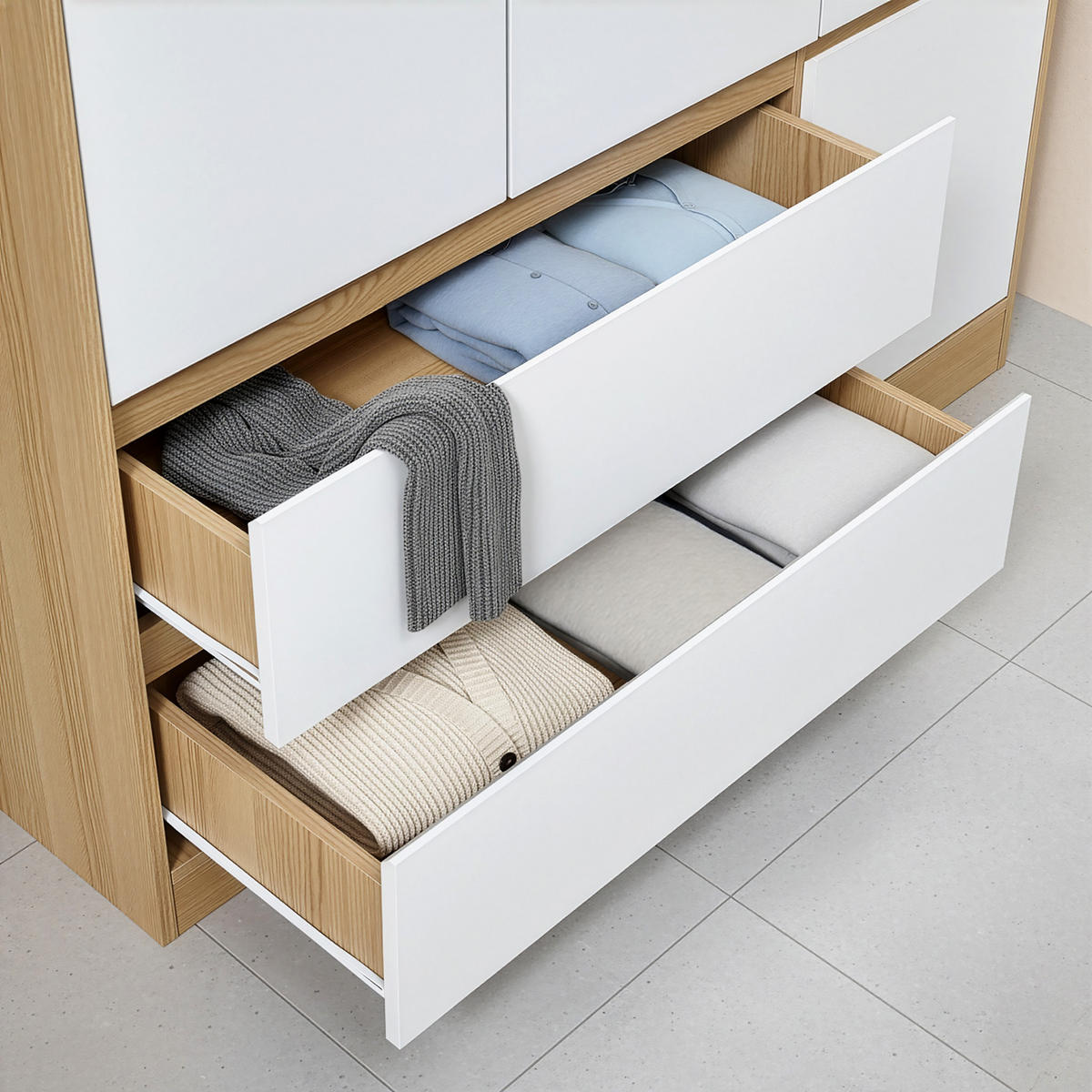 KLEIDERSCHRANK Bastheim - Eichefarben/Weiß, Holzwerkstoff (120/176/52cm) - [en.casa]