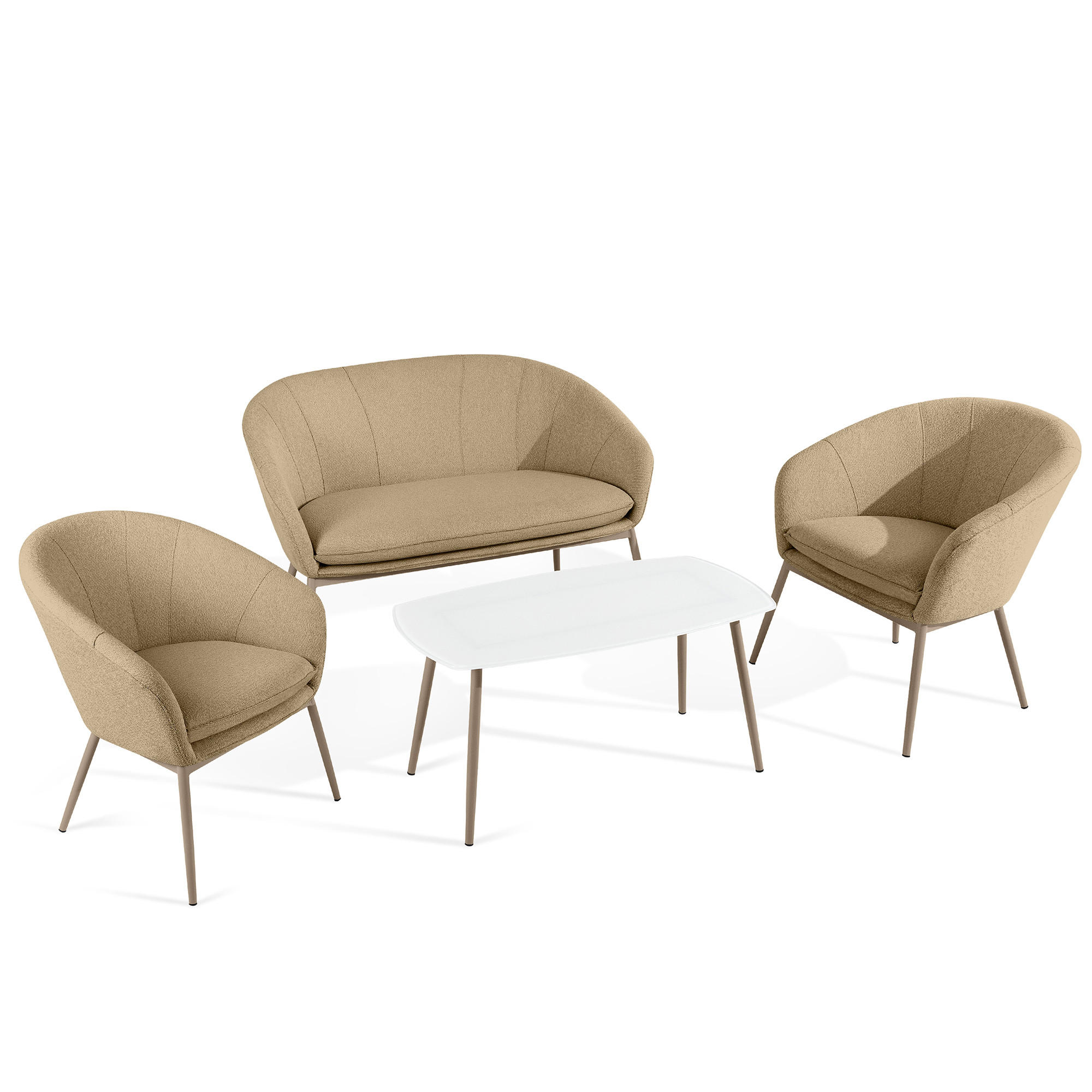 GARTENMÖBELSET SOLIS Gartenlounge-Set, warm beige/beige - Beige, Textil/Metall - KONSIMO®