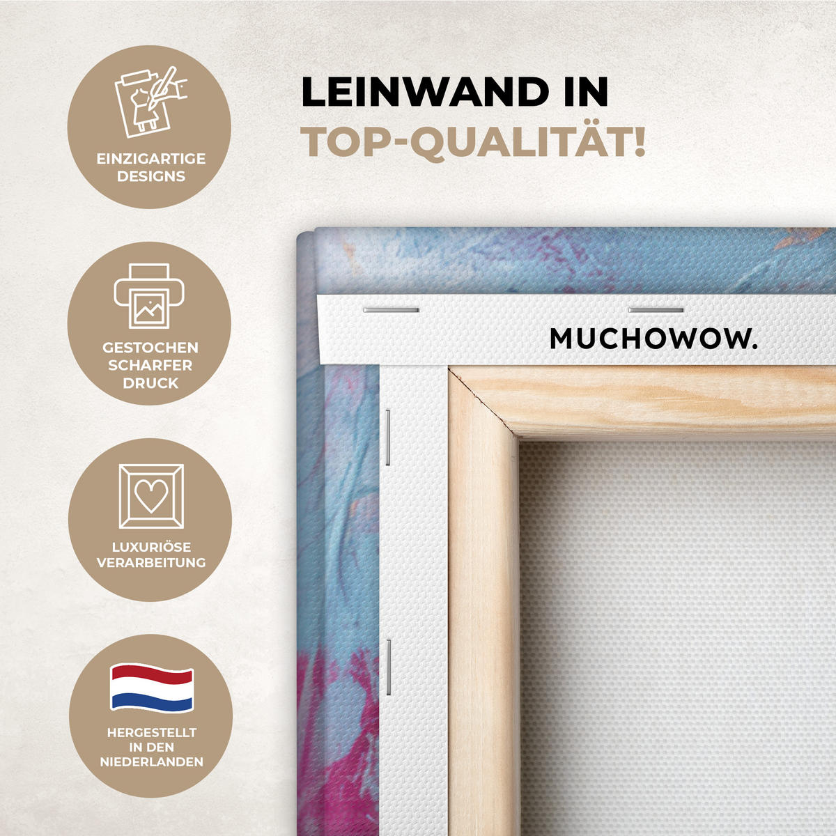 LEINWANDBILD Kreise - Gold - Abstrakt Deko Groß 90x90 cm - Blau, Textil (90/90cm) - MuchoWow