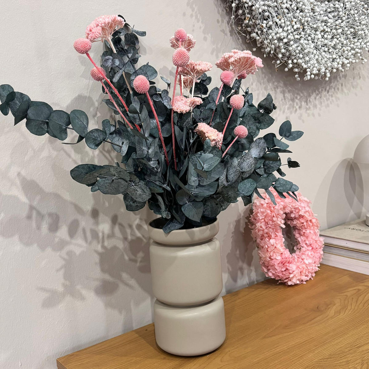 POP of Color: Eukalyptus pink - pink / 40 cm - Rosa/Grün, Naturmaterialien (40cm) - Lykke & You
