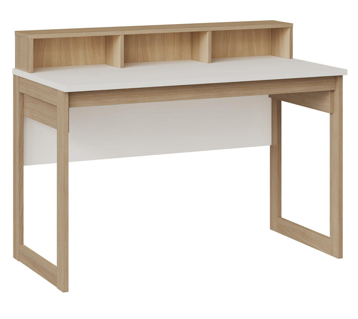 SCHREIBTISCH weiß und Eiche, Laptoptisch skandinavisch 120 cm - Eichefarben/Weiß, Holzwerkstoff (60/120/91cm) - Furn.Design
