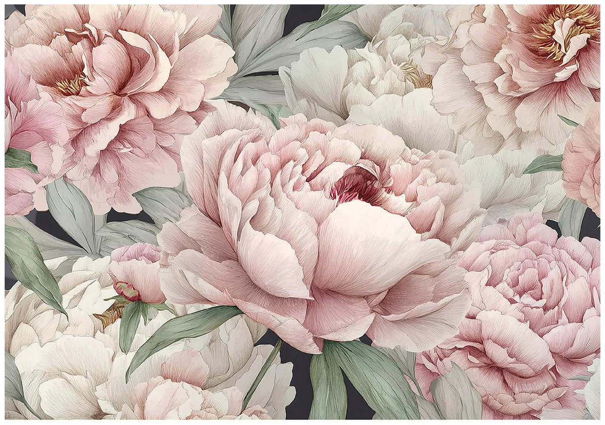 FOTOTAPETE Blumen Pfingstrosen Rosa 200x140 cm - Multicolor, Papier (200/140cm) - Wallarena