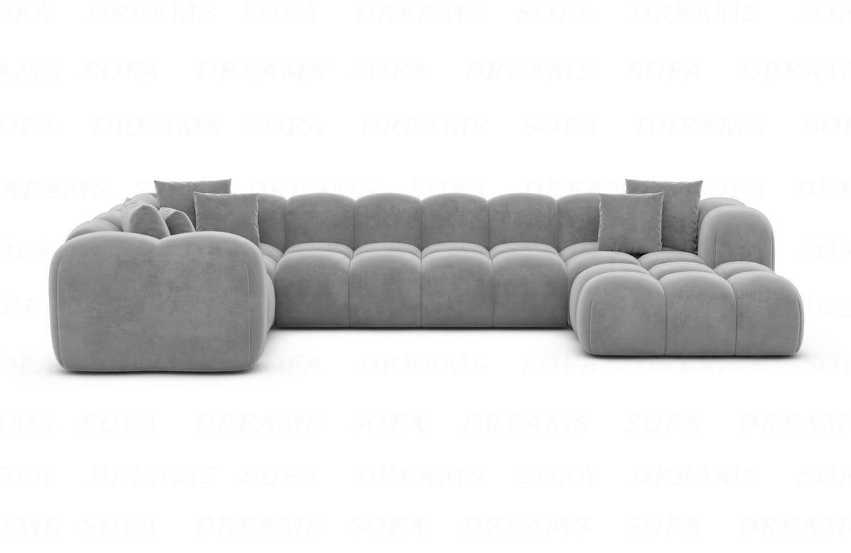 WOHNLANDSCHAFT Cloud Hellgrau Samtstoff - Hellgrau, Kunststoff (314/72/184cm)