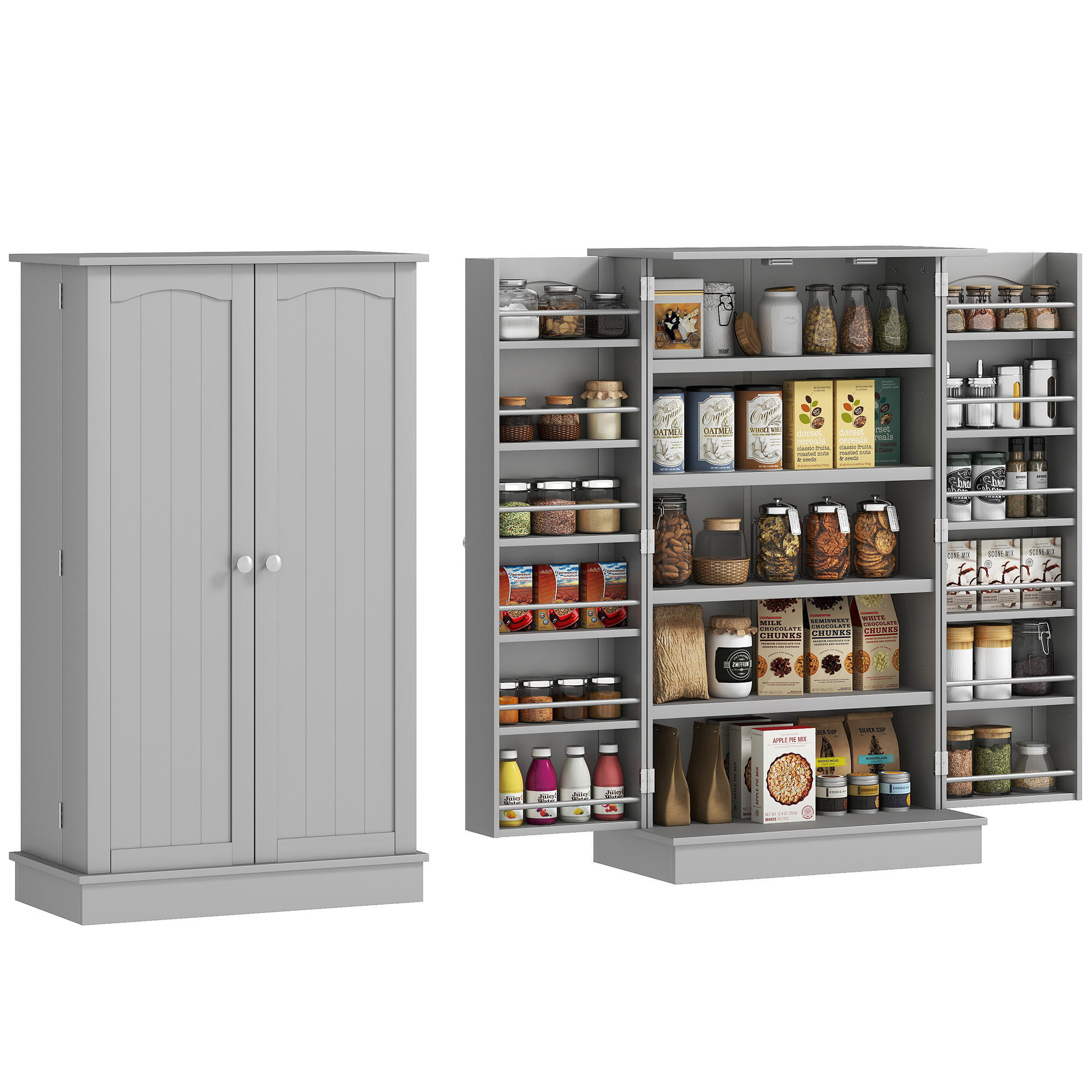 MEHRZWECKSCHRANK DE-11151 5 Böden Grau - Grau, Holzwerkstoff (30/104/60cm) - ComfortXL