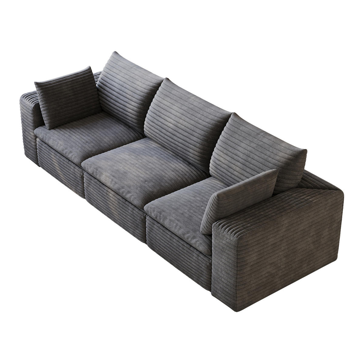 3-SITZER-SOFA aus Stoff Dunkelgrau mit Schaumstoffkern, flexibel kombinierbar und besonders weich - Dunkelgrau, Textil (260/60/90cm) - Modfu