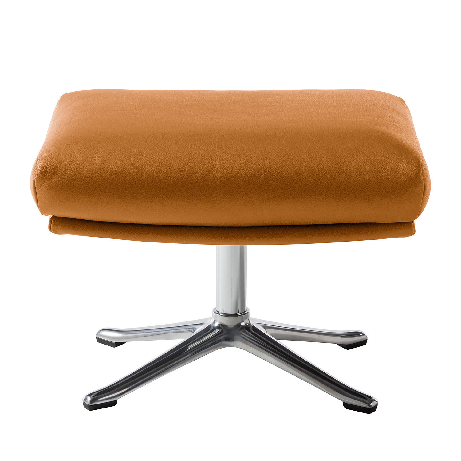 HOCKER mit Kreuzfuß - Chromfarben/Cognac, Leder/Metall (54/41/41cm) - home24