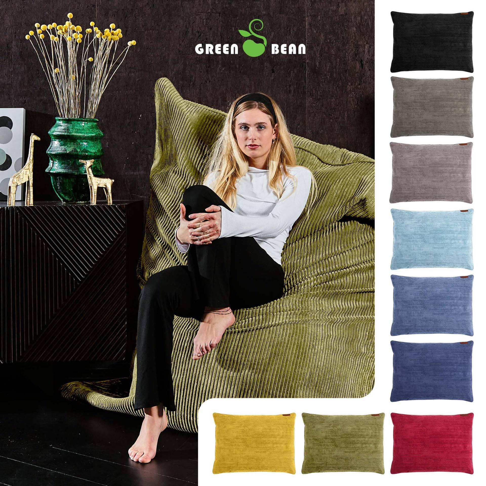 SITZSACK XXL "Square" aus Cord – 370 L - Grün, Textil (140/25/180cm) - Green Bean