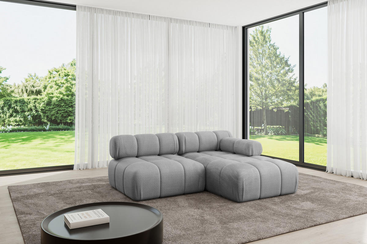 ECKSOFA modulares Sofa Razon-L1 - 190x160x70 cm Hellgrau Velours - Hellgrau, Holzwerkstoff/Textil (190/160cm) - ALTDECOR