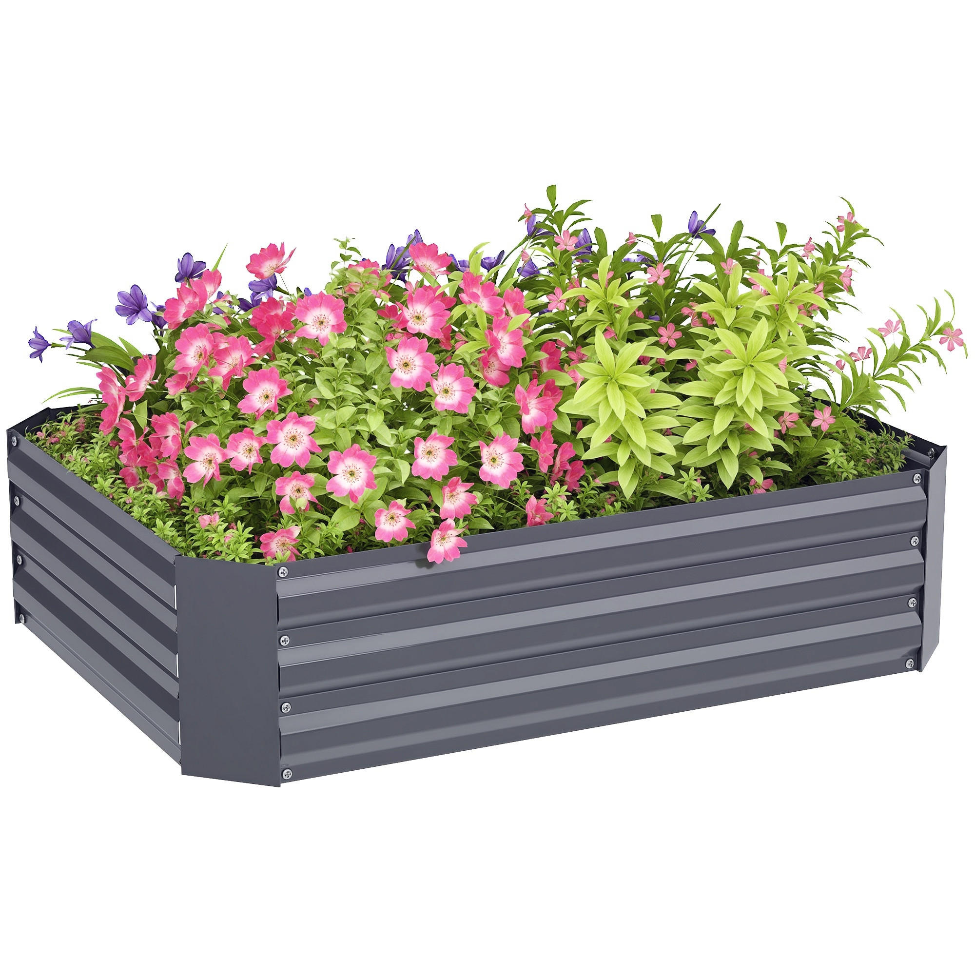 HOCHBEET, Verzinkter Stahl, 120x90x30cm, für Gartenbeet, Dunkelgrau - Multicolor, Holzwerkstoff (120/30/90cm) - FORIOUS