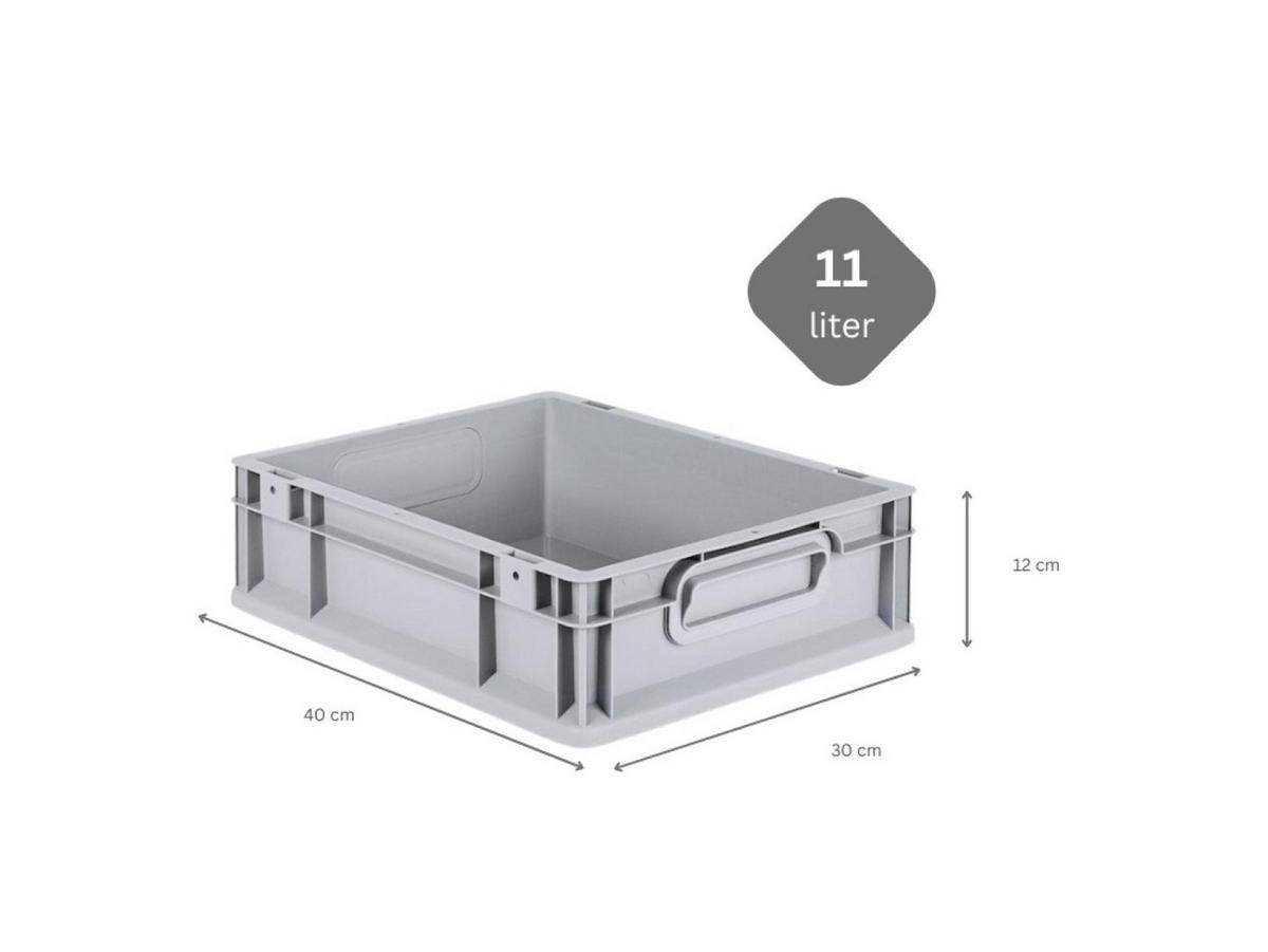 EUROBOX Nextgen Economy Griffe Geschlossen 12x30x40cm 11 Liter - Grau, Kunststoff (30/12/40cm) - PROREGAL