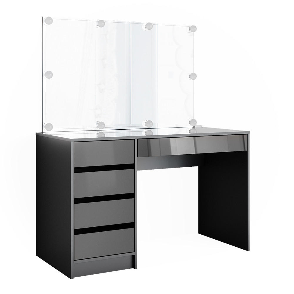 SCHMINKTISCH Sherry Anthrazit 120 cm mit LED Beleuchtung - Anthrazit, Holzwerkstoff (120/75/55cm) - Vicco
