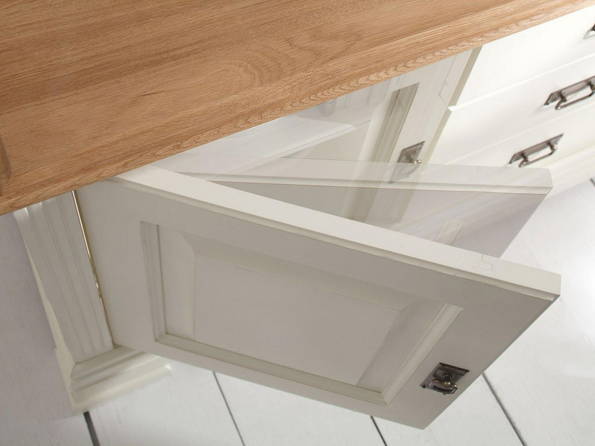 BARSCHRANK Novara 3-türig - Weiß/Braun, Holz (111/133/45cm) - Casamia Massive Möbel