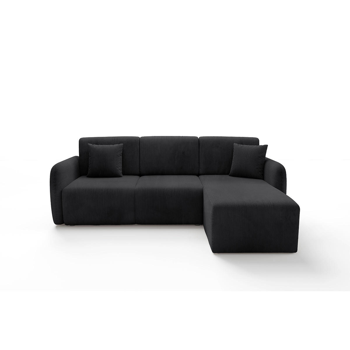 ECKSOFA Dora 3 Sitzplätze Schwarz - Schwarz, Holz (245/185cm) - Petits-meubles