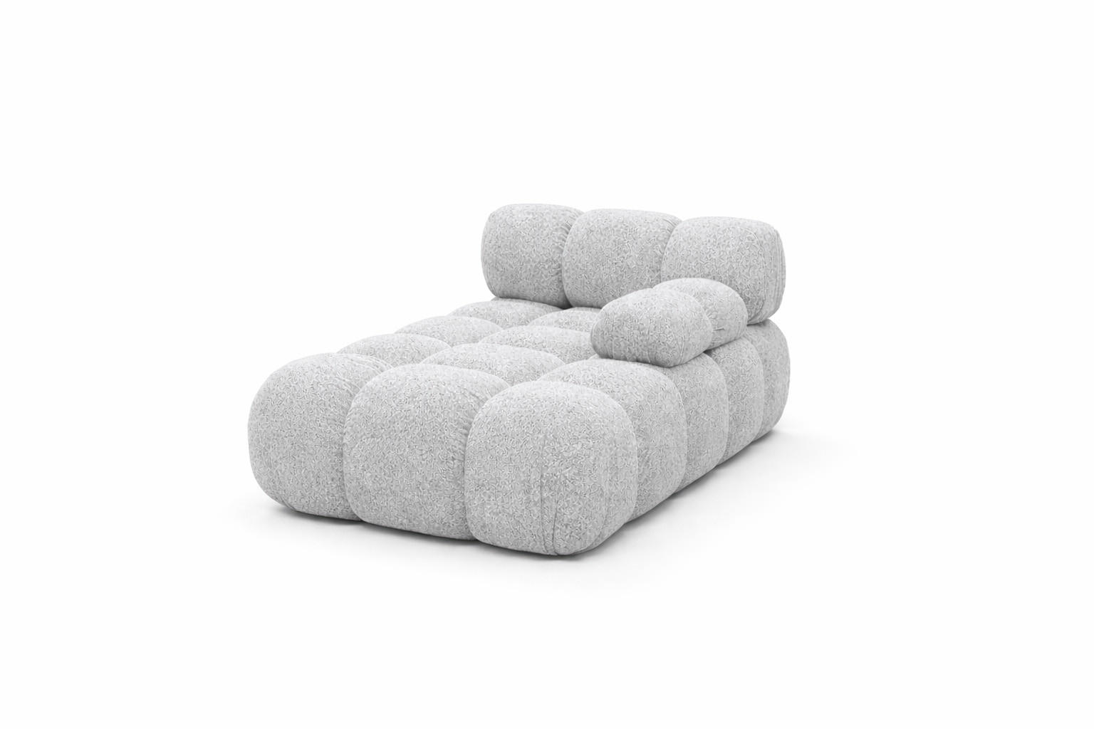CHAISELONGUE Modular, Bouclé-Stoff Abriamo, Hellgrau, Rechts, Selia - Hellgrau, Holz (95/70/160cm) - Kaiser Möbel