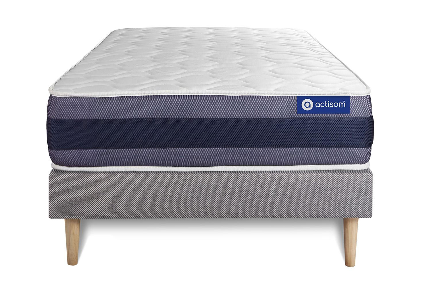 BETT Actimemo morpho Memory-Schaum 80 x 190 cm h1 - Kit Bettgestell Grau - Beige/Grau, Holz (80/190cm) - ACTISOM