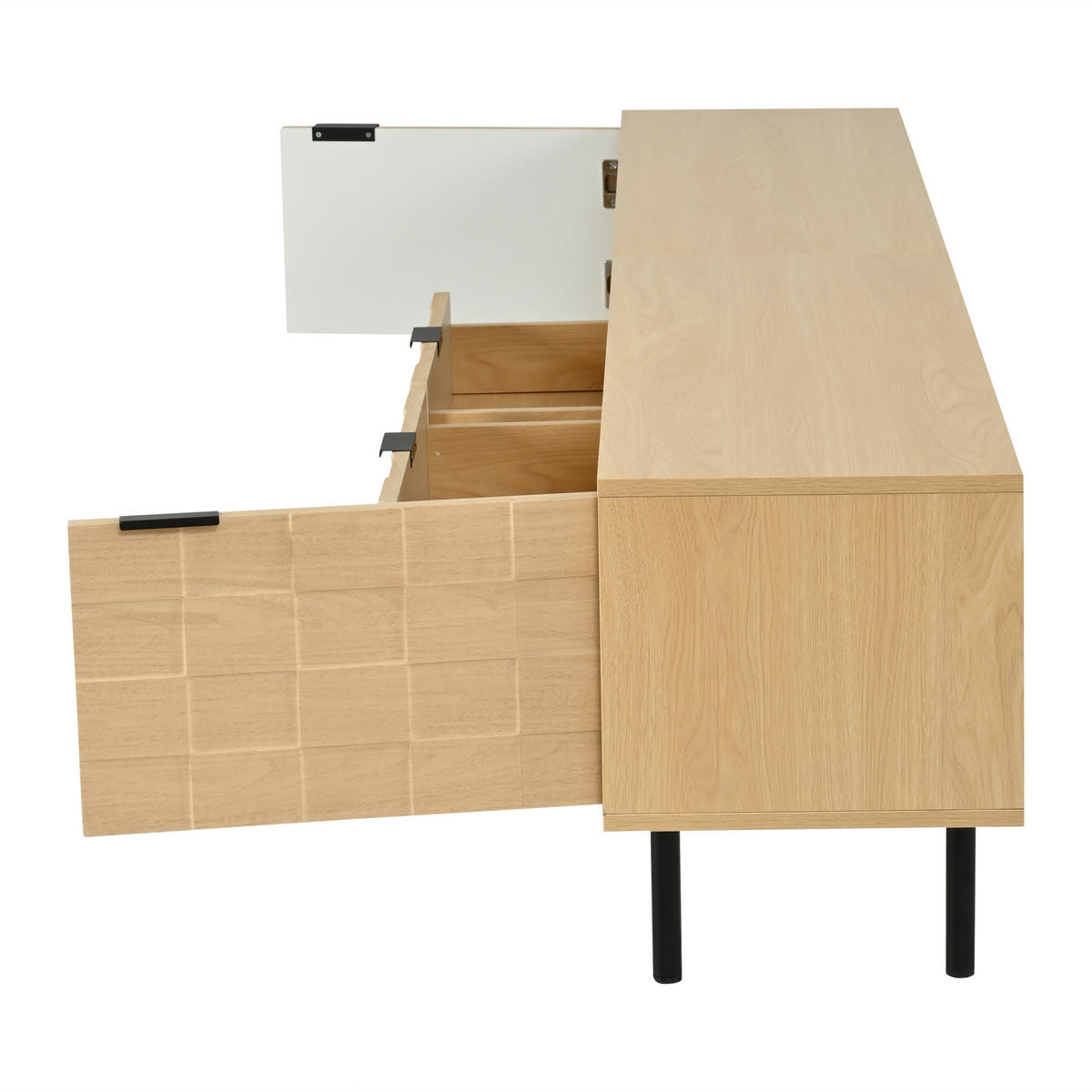 TV-SCHRANK 200x35x44.5cm Naturholz mit 2 Schubladen - Naturfarben, Holzwerkstoff (200/44.5/35cm) - FLIEKS