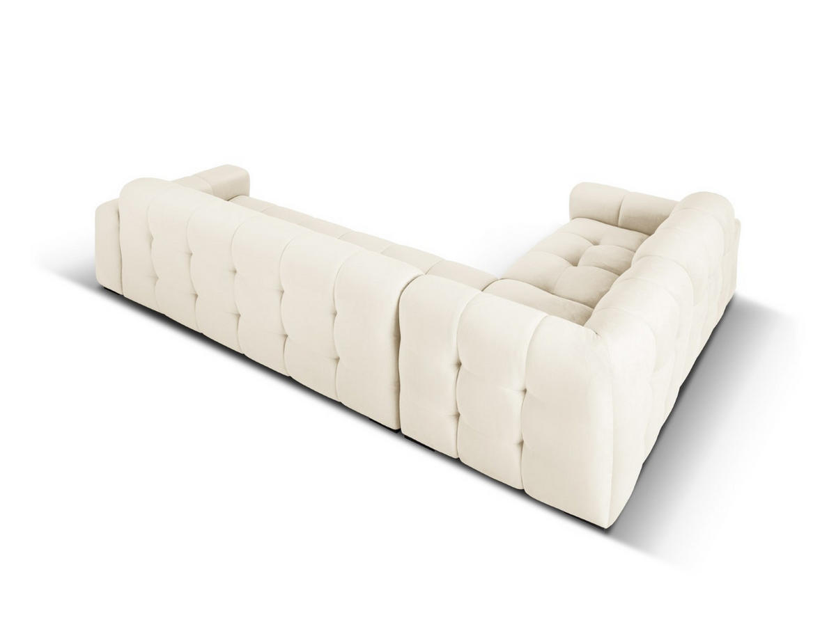 ECKSOFA links Kendal aus Samt leichtes beige 6 Sitzplätze - Creme, Textil (231/332cm) - Micadoni