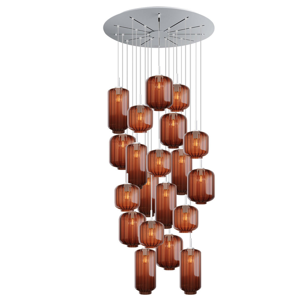 GALERIELEUCHTE Velo 20-flammig Braun Ø 18/20/25cm - Braun/Weiß, Glas (25/25/27cm) - s.luce