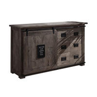 SIDEBOARD Mango 140x45x85 grau lackiert RAILWAY #221 - Grau, Holz (140/85/45cm) - Massivmoebel24