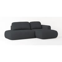 ECKSOFA NUVIRA R-S Graphitfarben Geflochtener Stoff mit Schlaffunktion - Graphitfarben, Holz (274/165cm) - MASSENO
