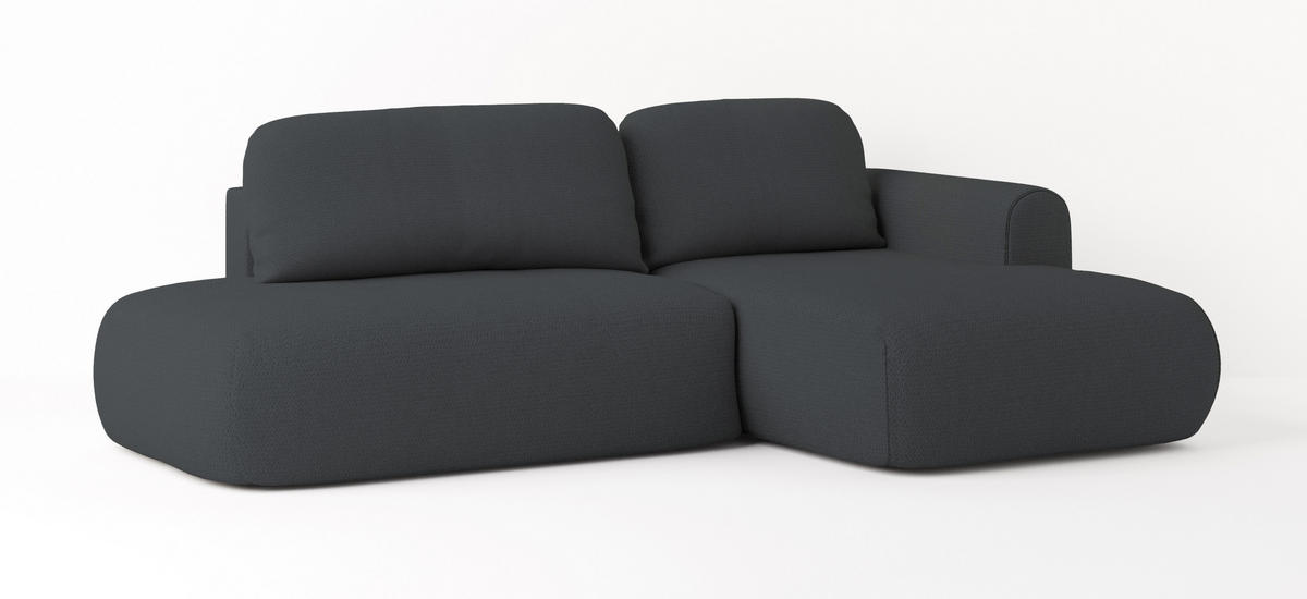 ECKSOFA NUVIRA R-S Graphitfarben Geflochtener Stoff mit Schlaffunktion - Graphitfarben, Holz (274/165cm) - MASSENO