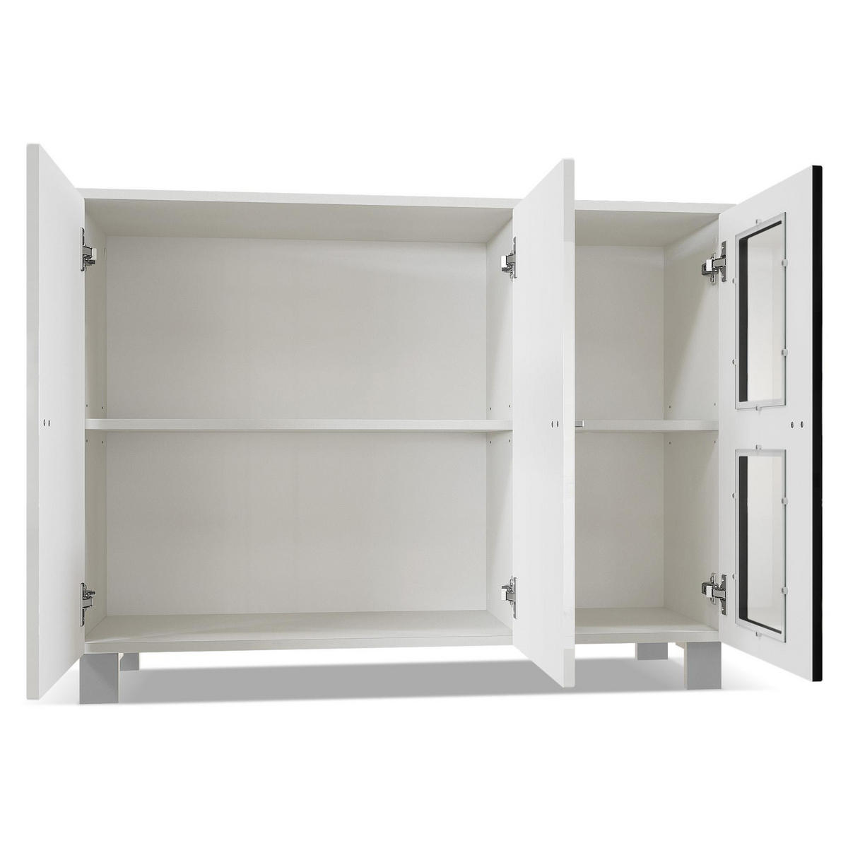 SIDEBOARD Denjo Tür in Grau Hochglanz - Grau, Holzwerkstoff (107/81/35cm) - Vladon