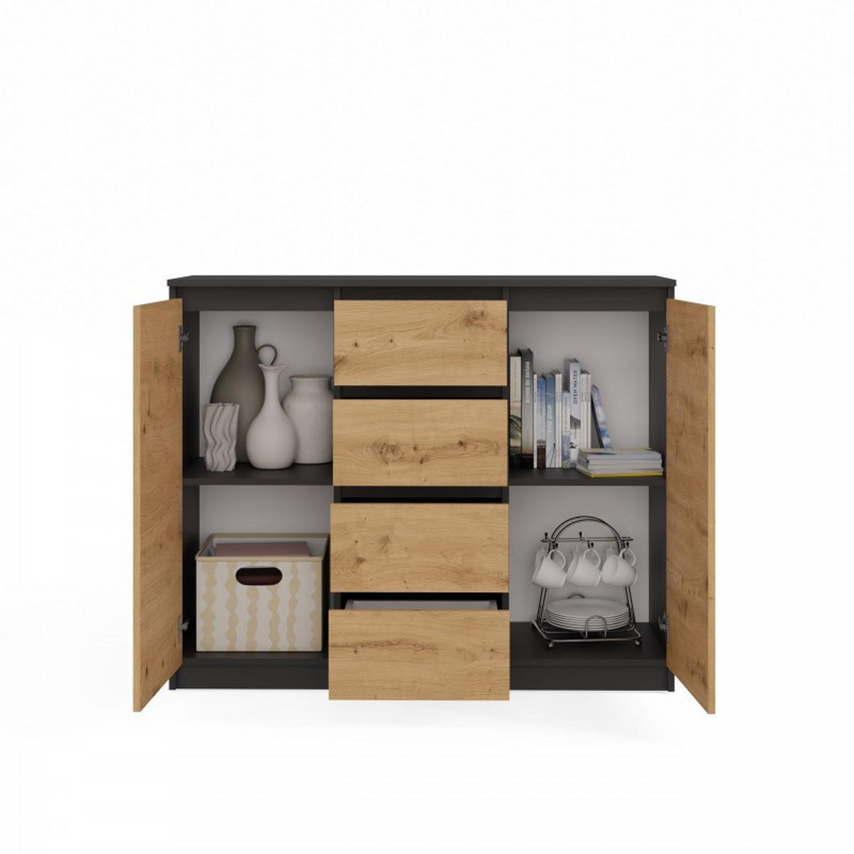 KOMMODE Anthrazit, Artisan 120/97/40 - Anthrazit, Holzwerkstoff (120/97/40cm) - RAUMHIRSCH FURNITURE