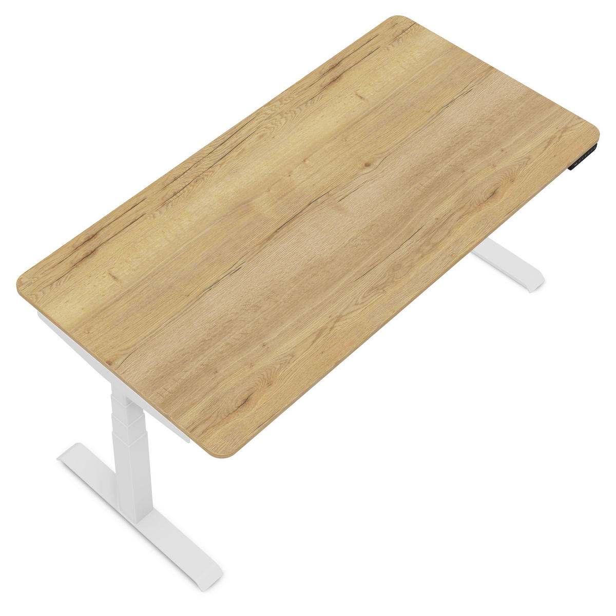SCHREIBTISCH Elektrisch Höhenverstellbarer Familien Schreibtisch Pitino Curved Eiche Natura Signalweiß 160/70/52.5-121cm - Weiß/Eiche Artisan, Holzwerkstoff/Metall (70/160/121cm) - ASSMANN