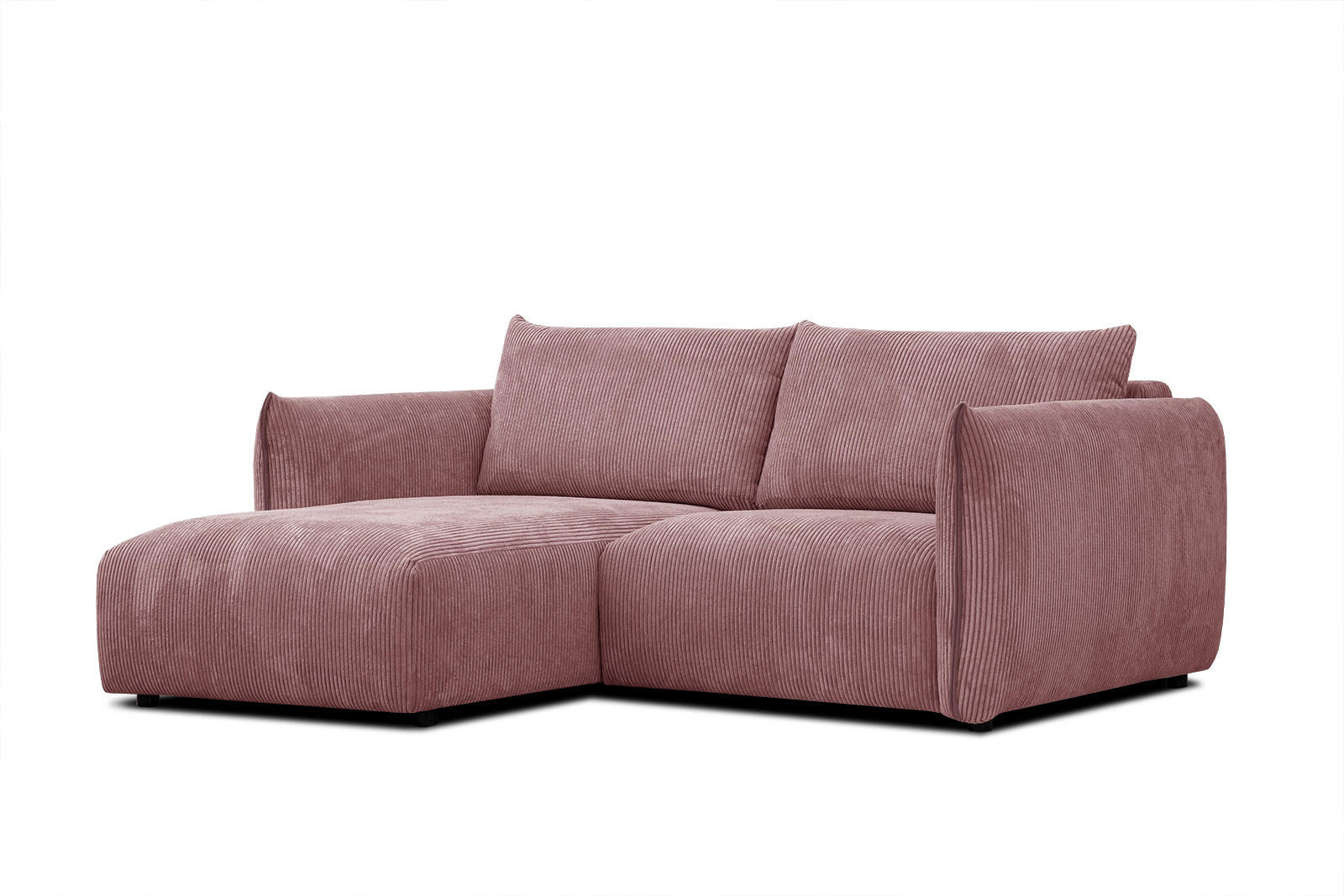 ECKSOFA TAUER 3-Sitzer, altrosa - Schwarz/Altrosa, Holzwerkstoff/Kunststoff (173/206cm) - Courtois Laville