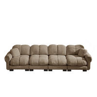 SOFA 330/86/90 cm in Braun aus Chenille mit Steppnähten und Stecksystem - Braun, Textil (86/90/330cm) - Flora Grace