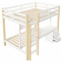 HOCHBETT 90/140/200 cm DE-33092 mit Schreibtisch und LED-Licht Natur/Weiß - Naturfarben, Holzwerkstoff (90/200cm) - ComfortXL