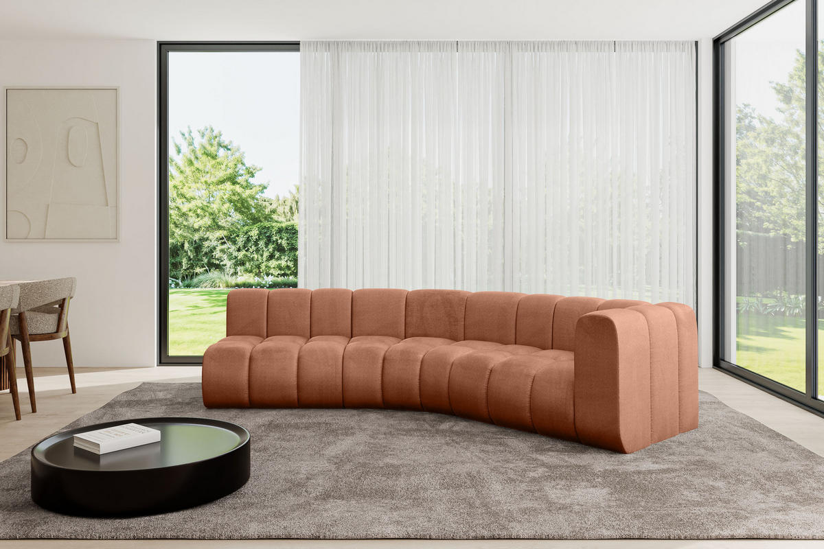 ECKSOFA modulares Sofa Karex-L1 - 308x194x70 cm Apricot - Koralle, Holzwerkstoff/Textil (308/194cm) - ALTDECOR