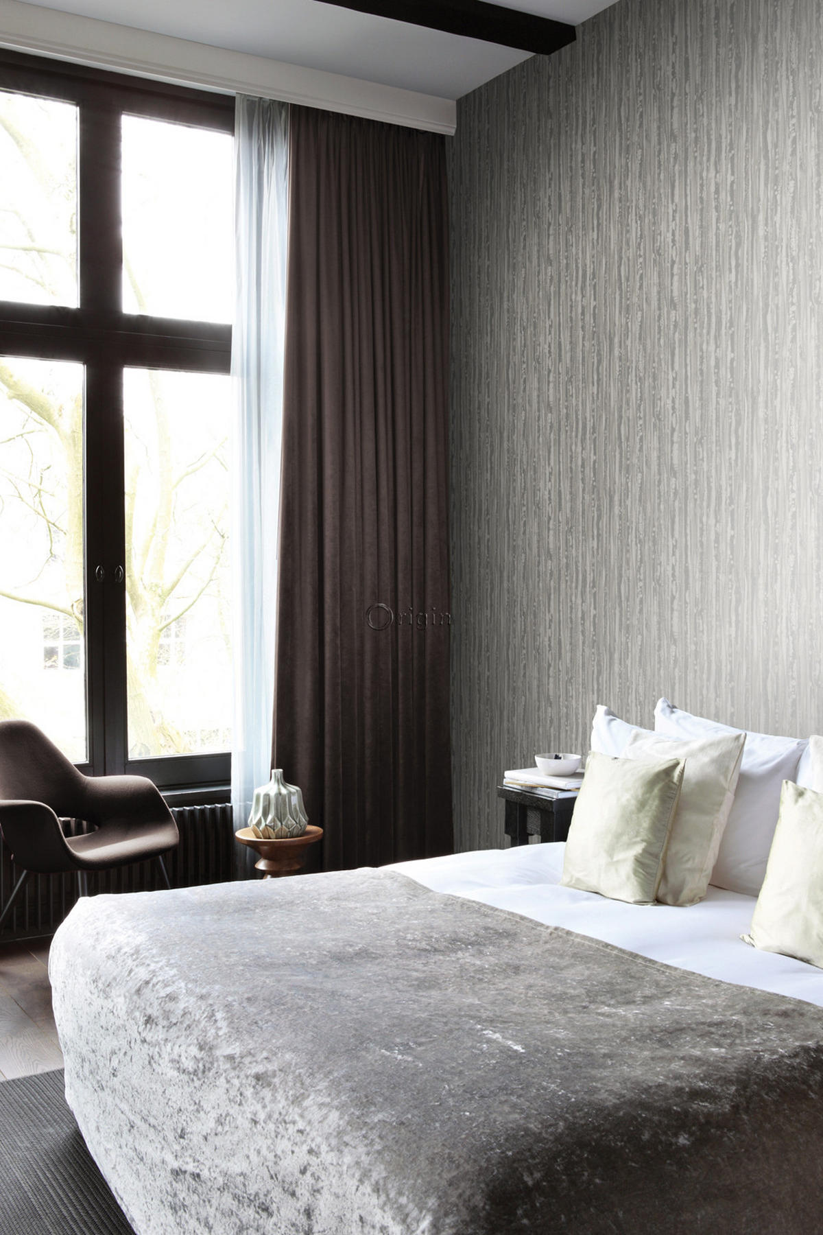 TAPETE Streifen 53 cm x 10.05 m - Braun, Papier (53/1000cm) - Origin Wallcoverings