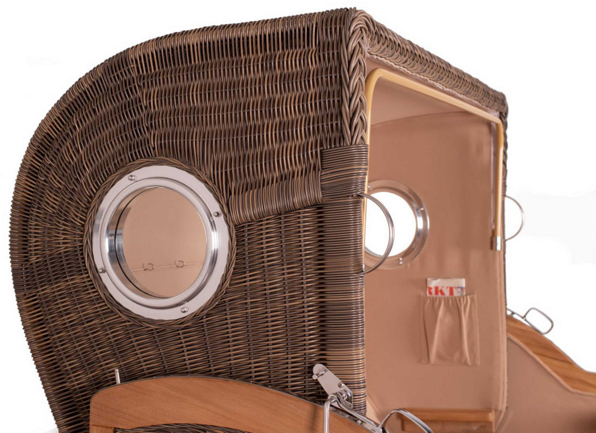 STRANDKORB XXL Düne Grande Teak PE Grey - Braun, Metall (170/170/95cm) - Mr. Deko