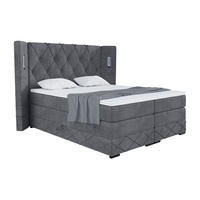 BOXSPRINGBETT Manuel - Dunkelgrau/Schwarz, Holzwerkstoff/Textil (200/200cm) - Meblini
