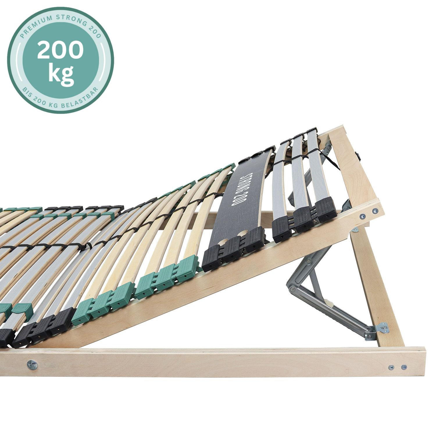 LATTENROST Premium Strong 200 - 80x200 cm, Buche, bis 200Kg belastbar 42 Latten - Braun, Holz (80/200cm) - Sleepneo