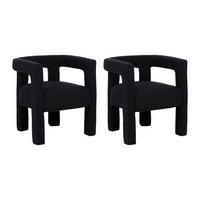 STUHL mit Armlehnen 2er-Set - Bouclé-Stoff & Metall - Schwarz - SOFANA - Schwarz, Textil (65/70/59cm) - Vente-Unique