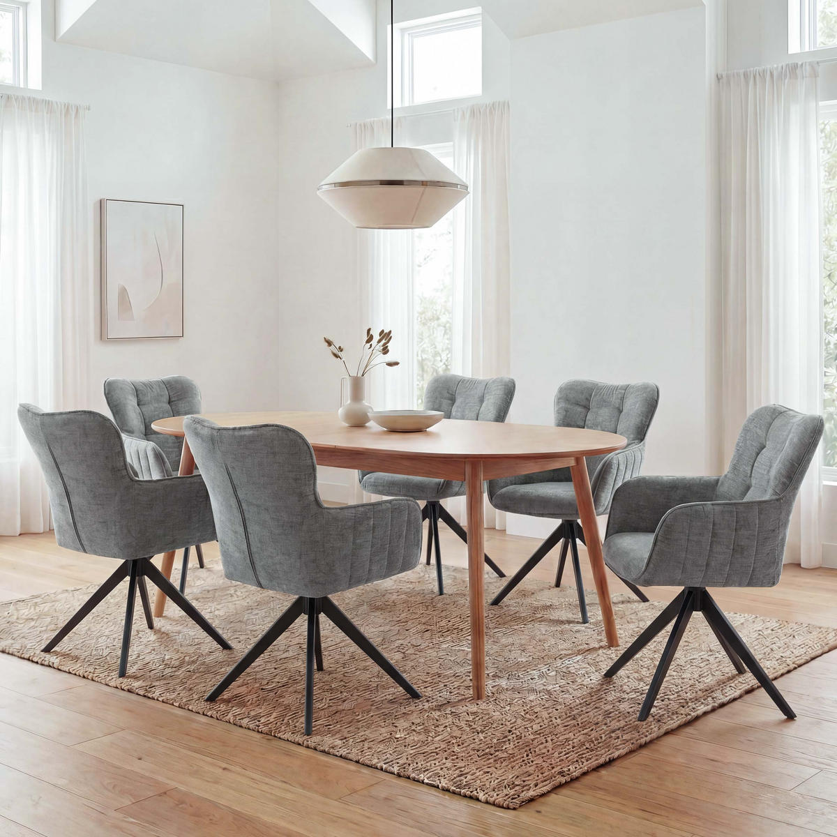 ESSZIMMERSTUHL Grau 6er-Set - Grau, Textil (63/93/70cm) - MCW