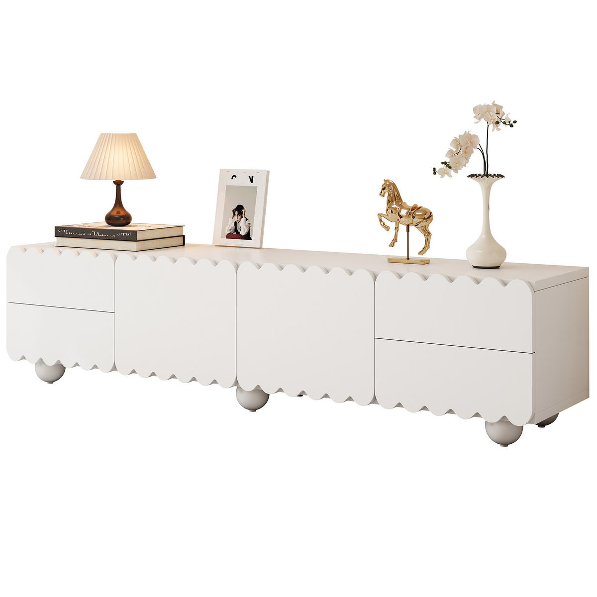 TV-SCHRANK Weiß 175/38/37 cm Doppeltüren Schubladen Flach - Weiß, Karton (38/37/175cm) - PANGIVO