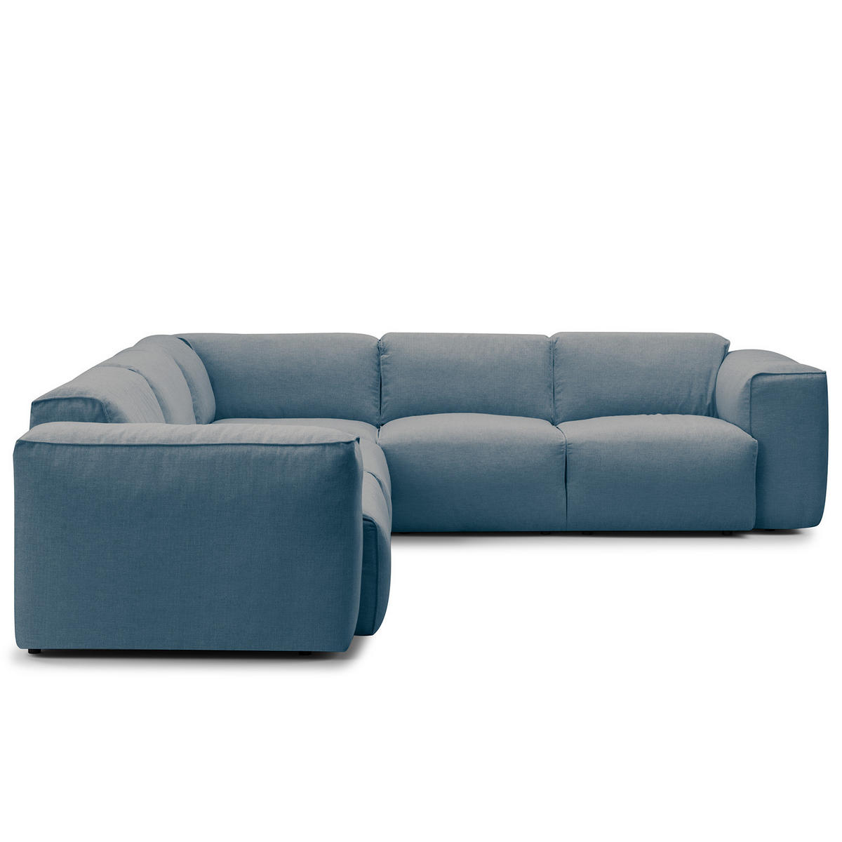 ECKSOFA mit Rundecke - Blaugrau/Schwarz, Kunststoff/Textil (325/260cm) - home24