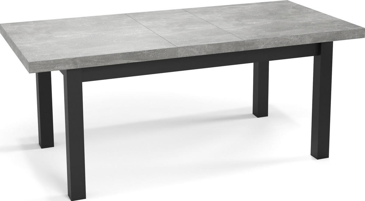 ESSTISCH Gemini rechteckig ausziehbar, Grauer Beton 160-210/90/78 cm - Hellgrau/Schwarz, Holz/Holzwerkstoff (160/90/78cm) - WFL GROUP
