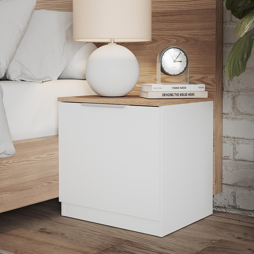 Vicco Nachttisch Betti | Weiß, Sonoma Eiche | 50/50/42 cm | Weiß, Sonoma Eiche