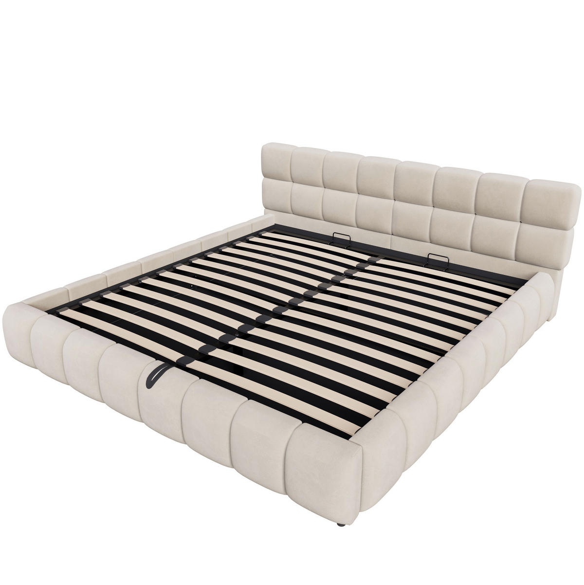 POLSTERBETT mit Stauraum und LED 180x200 cm Samt Beige - Beige, Metall (180/200cm) - Meubliv