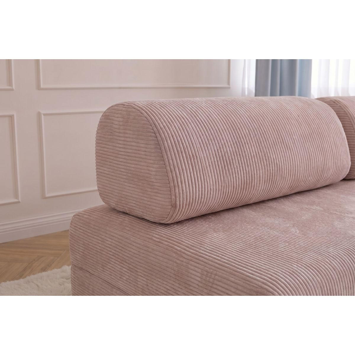 2-3-SITZER-SCHLAFSOFA aus hellrosa Cord - Pink, Textil (95/70.5/190cm) - Kimo