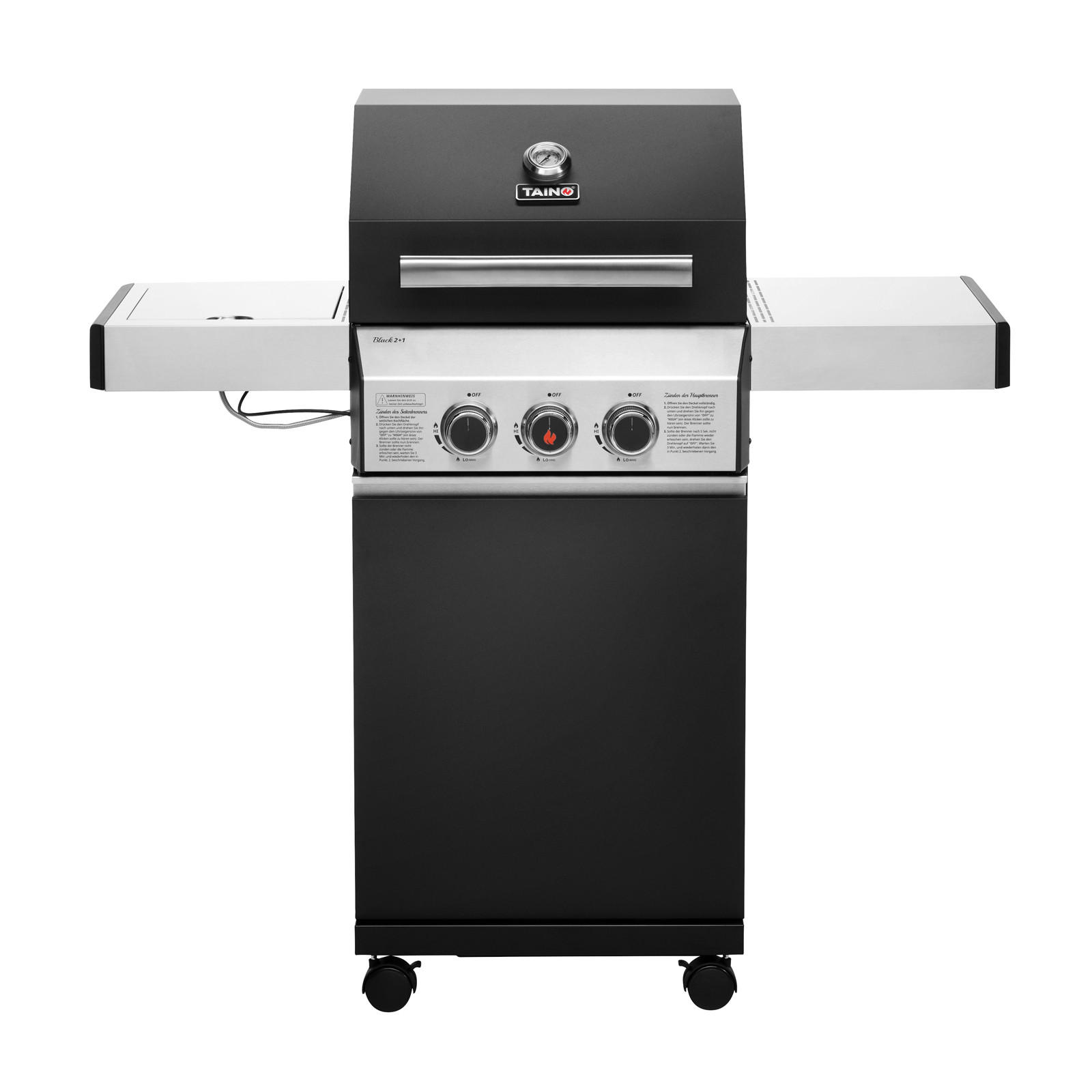 GASGRILL BLACK 2+1 - Schwarz, Metall (50/115/116cm) - TAINO