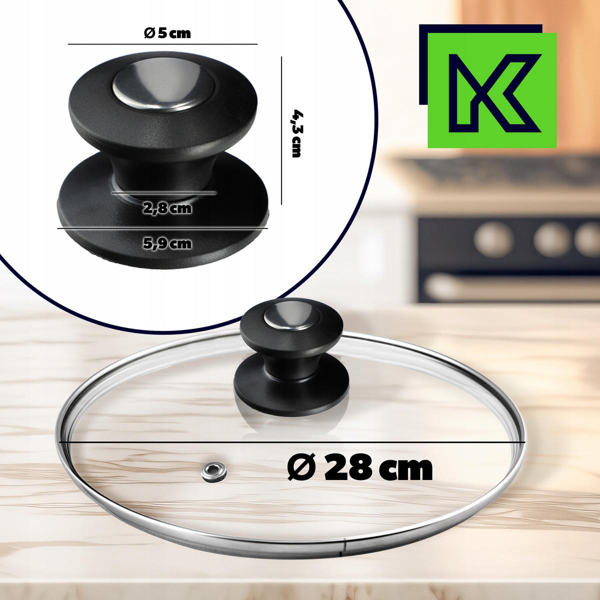 DECKEL mit Griff, 28 cm, 1 Stück - Transparent, Glas/Kunststoff (28cm) - KADAX