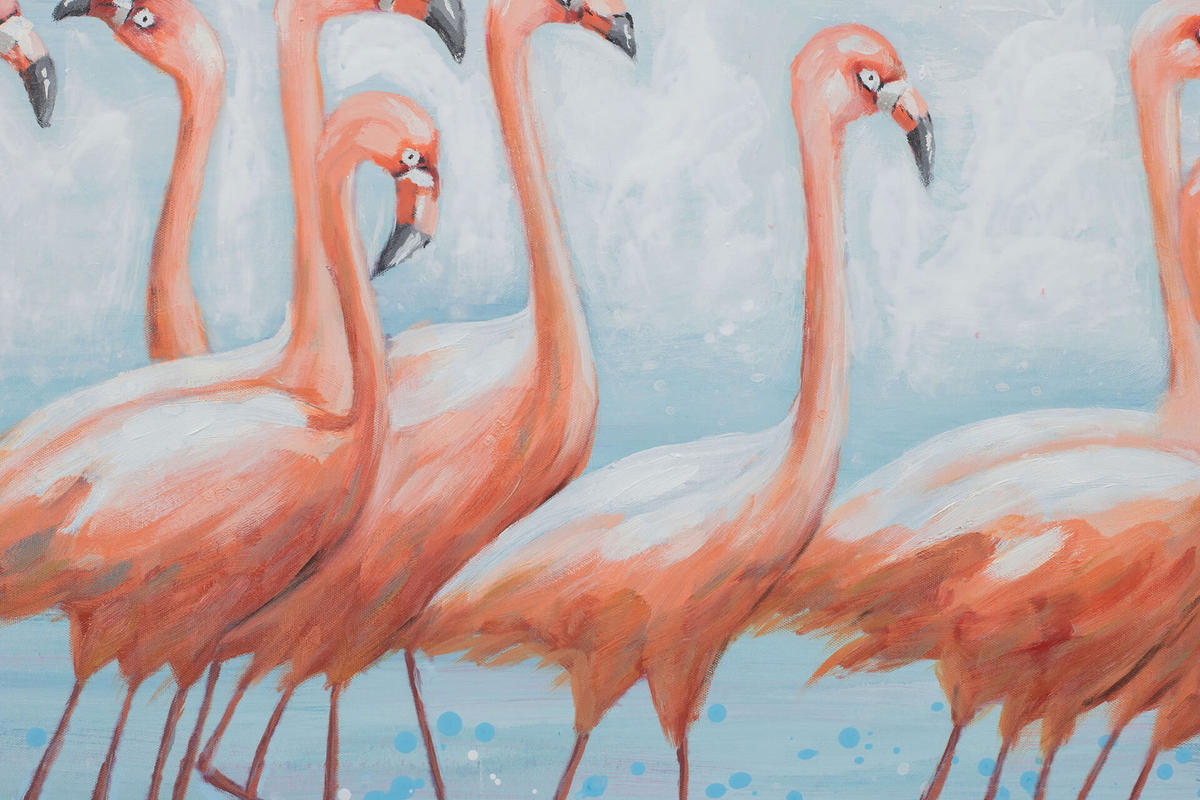 ACRYLBILD HANDGEMALT 120/60 cm - Blau/Pink, Holz/Textil (1.66/60cm) - KUNSTLOFT