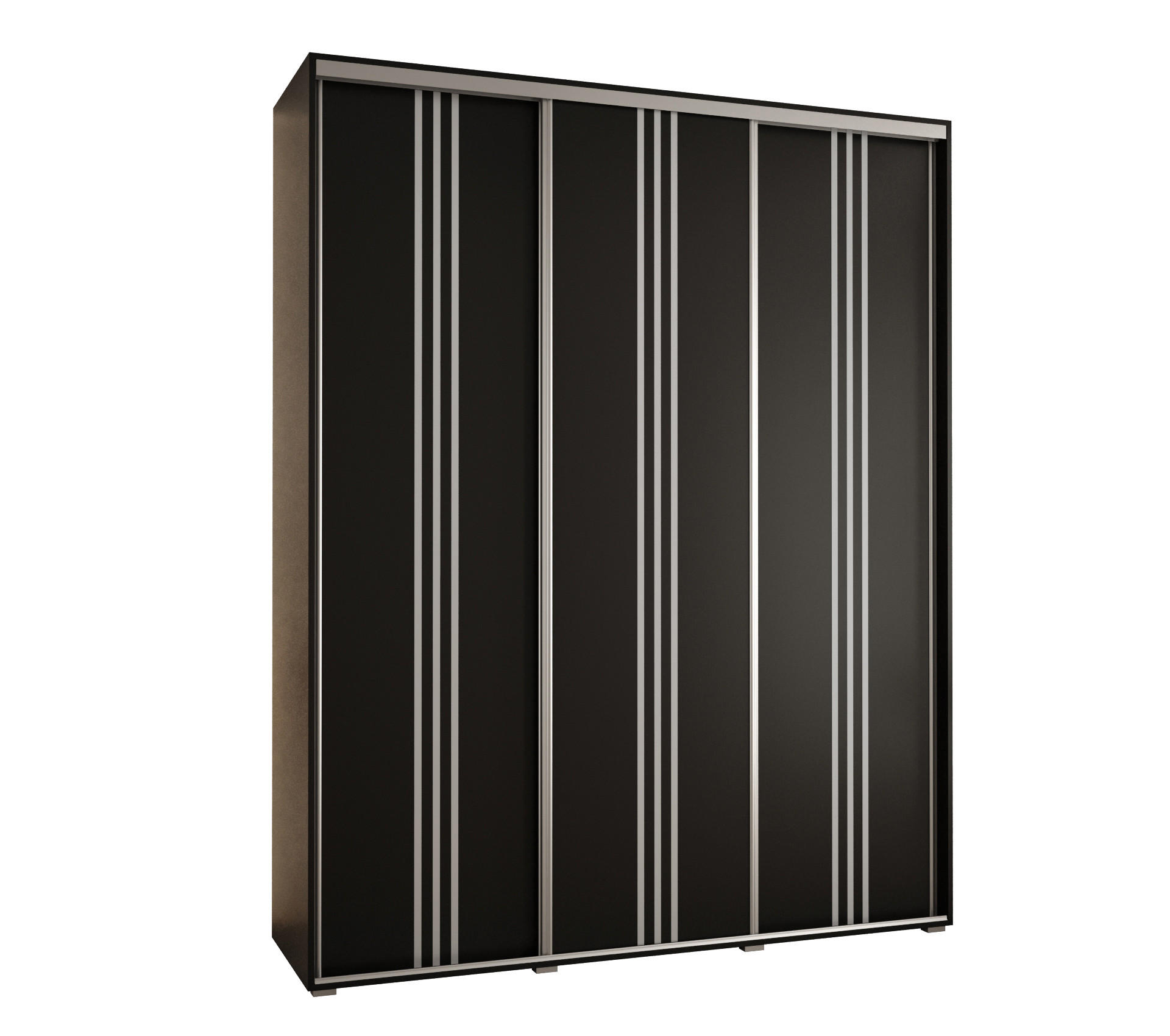 Abiks Möbel Schwebetürenschrank Schwarz, Schwarz, Silber 200x235x45 cm